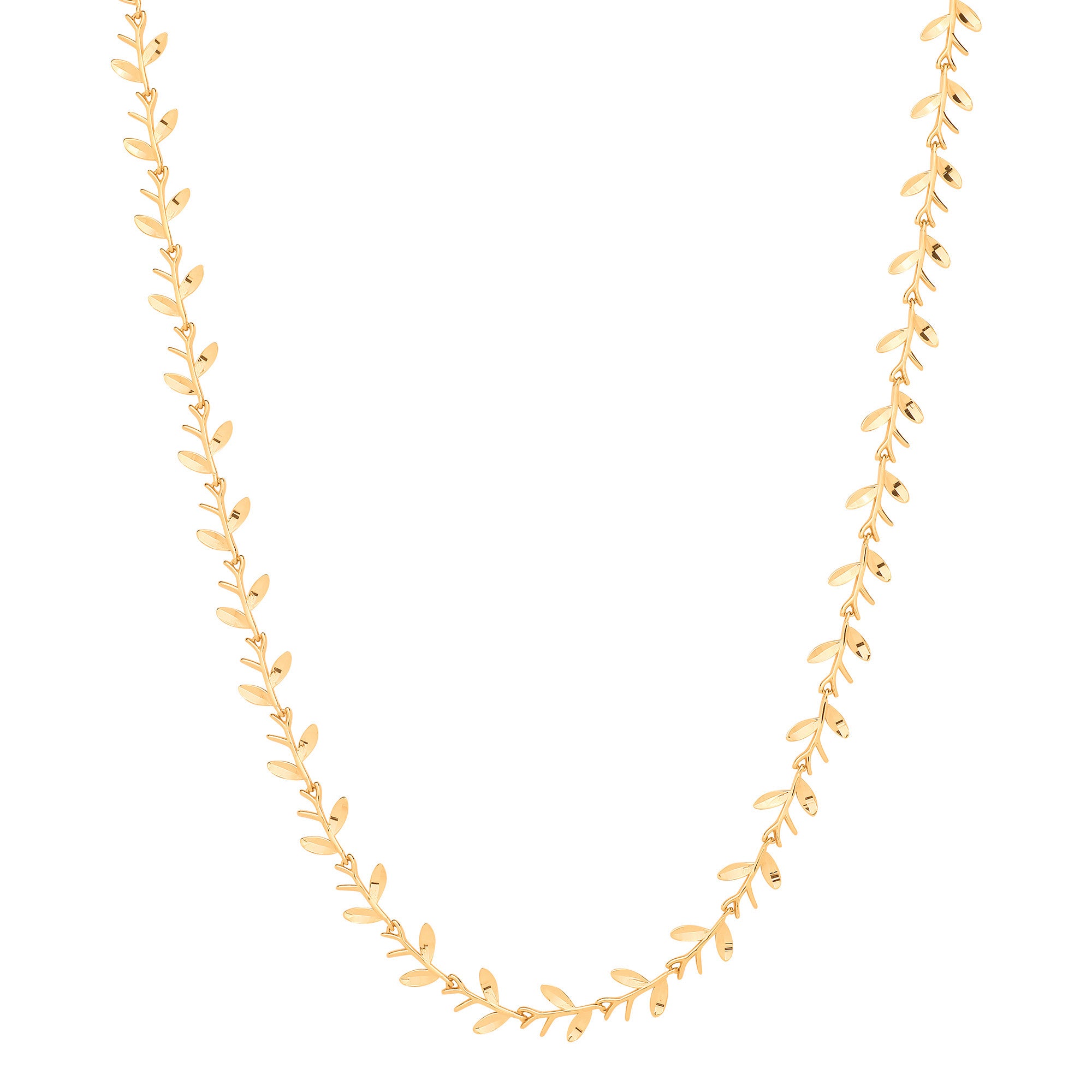Yellow Gold Leaf with Olives Motif Necklace/Bracelet
