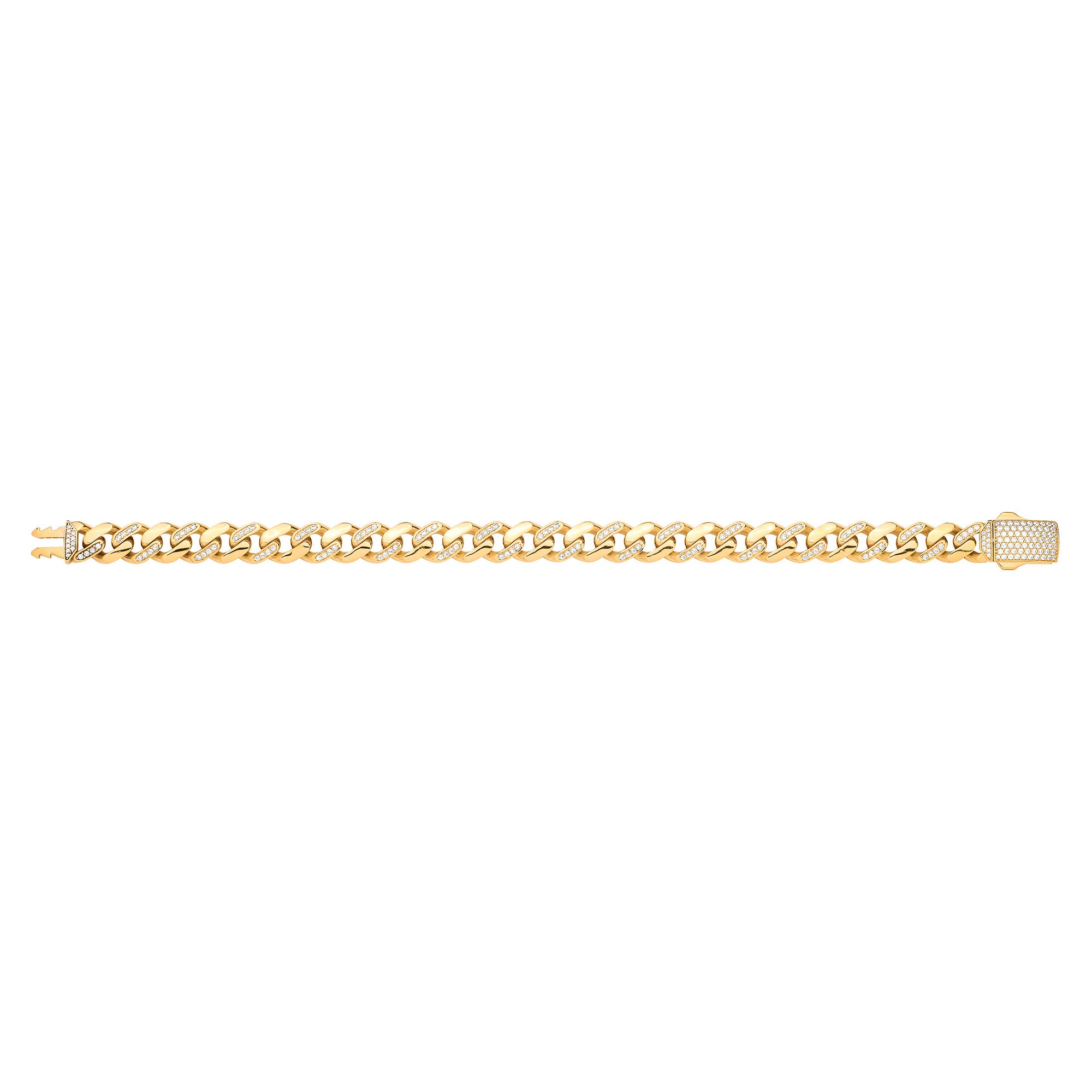 Yellow Gold Cubic zirconia Curb 9mm Gents Bracelet