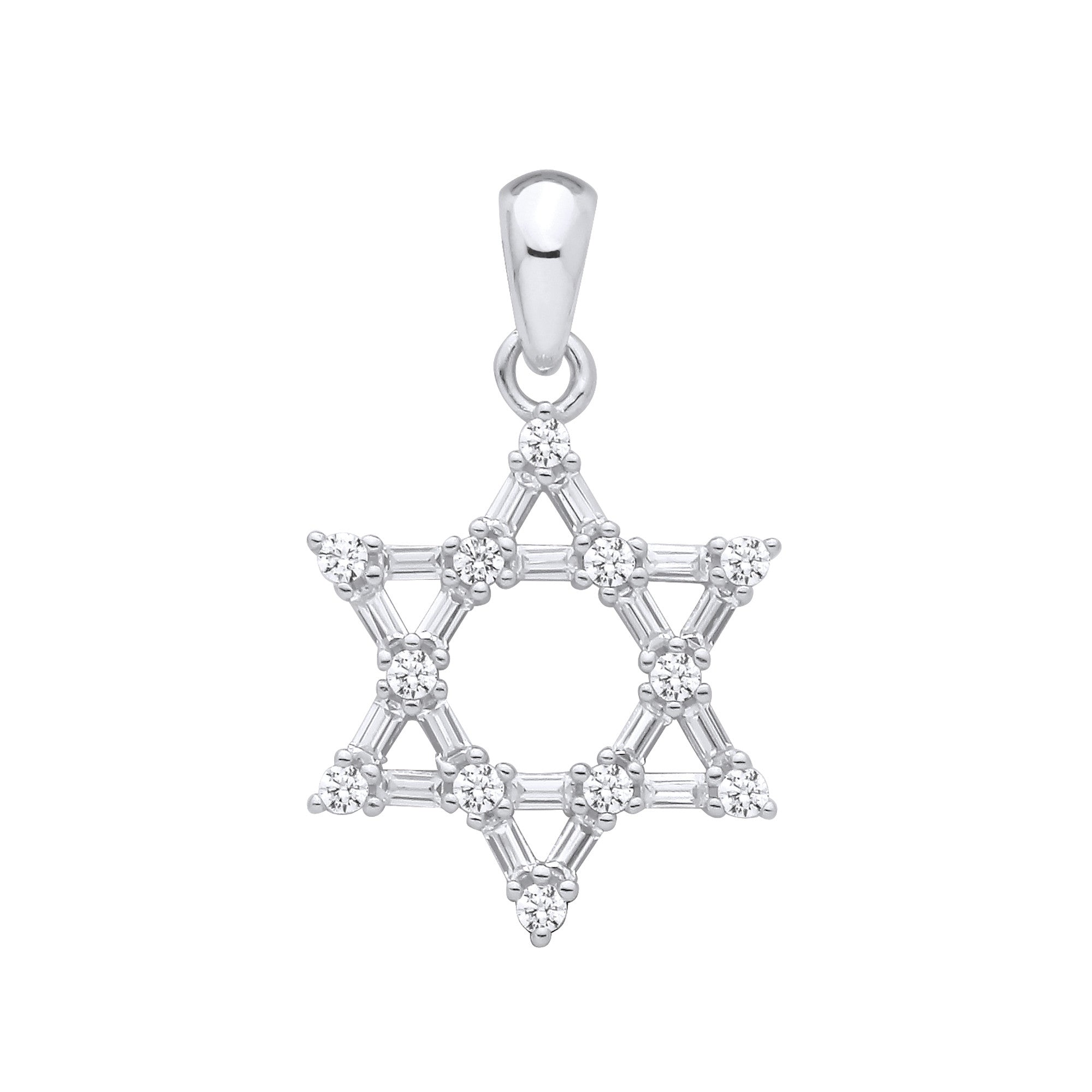 Silver Cubic Zirconia Star of David Pendant