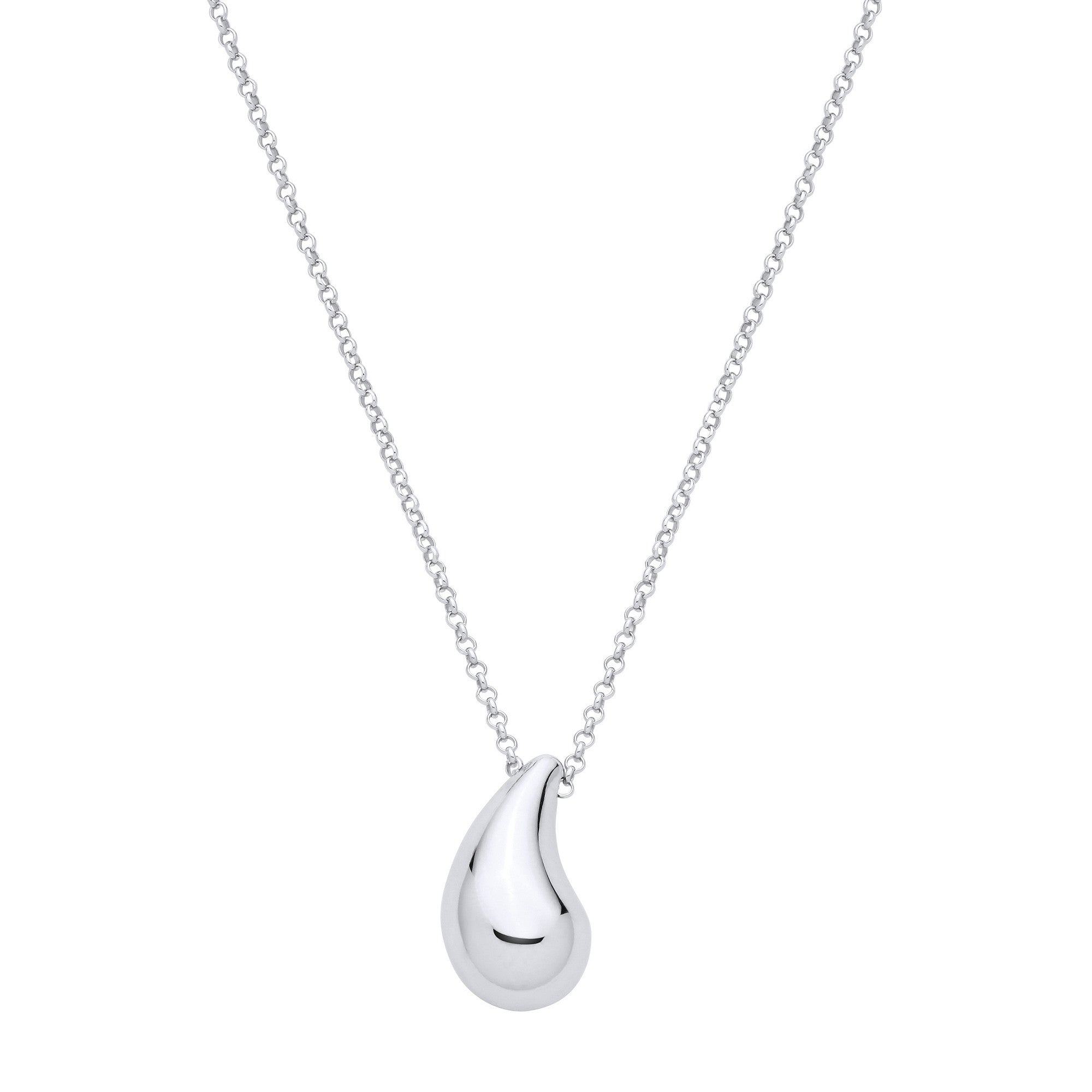 Silver Teardrop Pendant Chain 16"