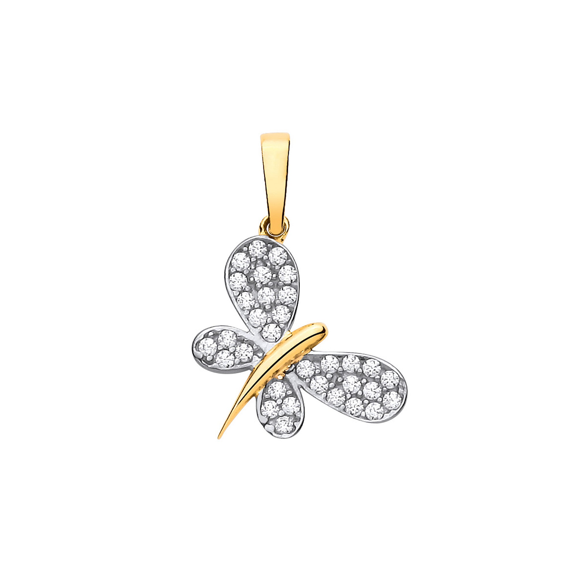 Yellow Gold Butterfly CZ Pendant