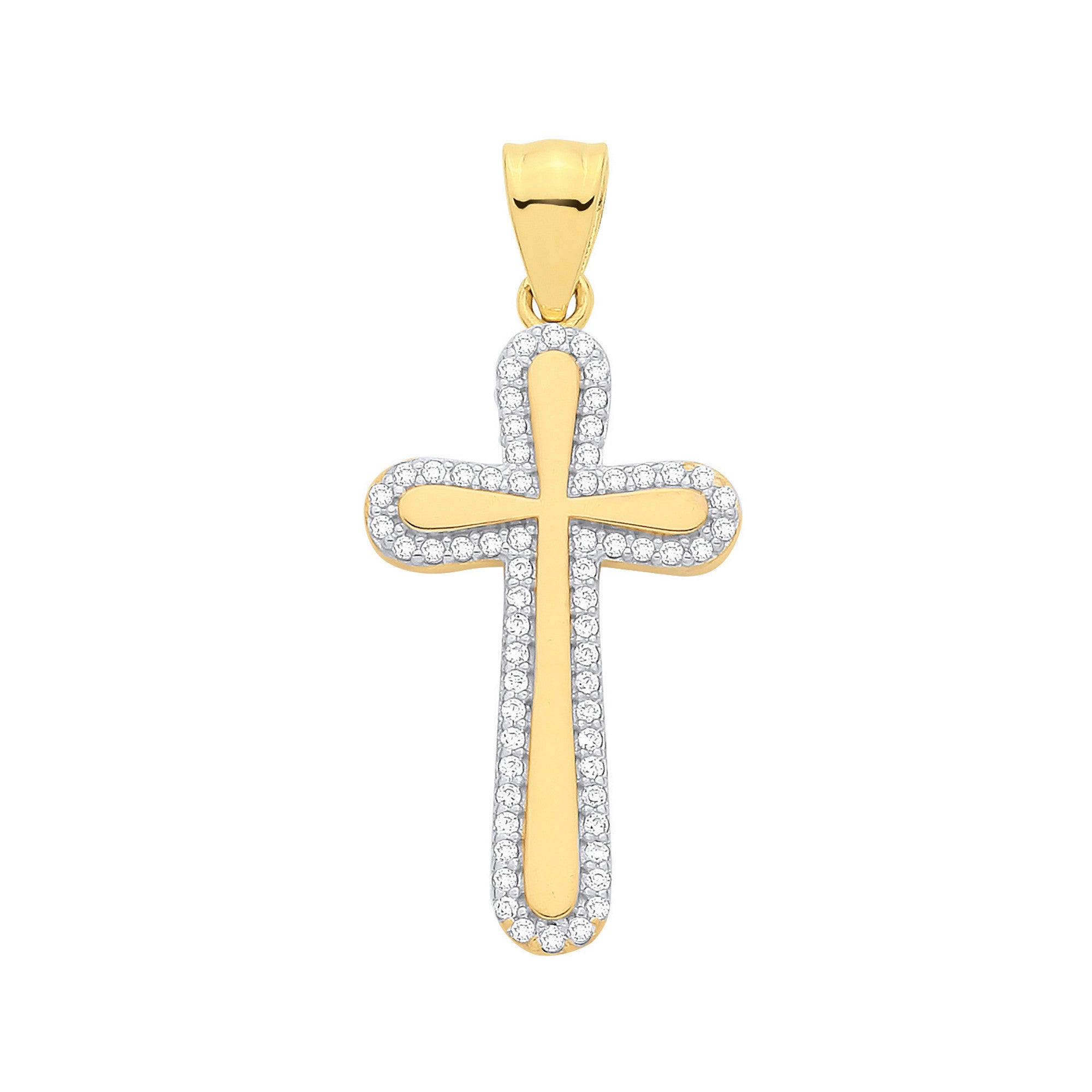 Yellow Gold Hollow CZs Cross