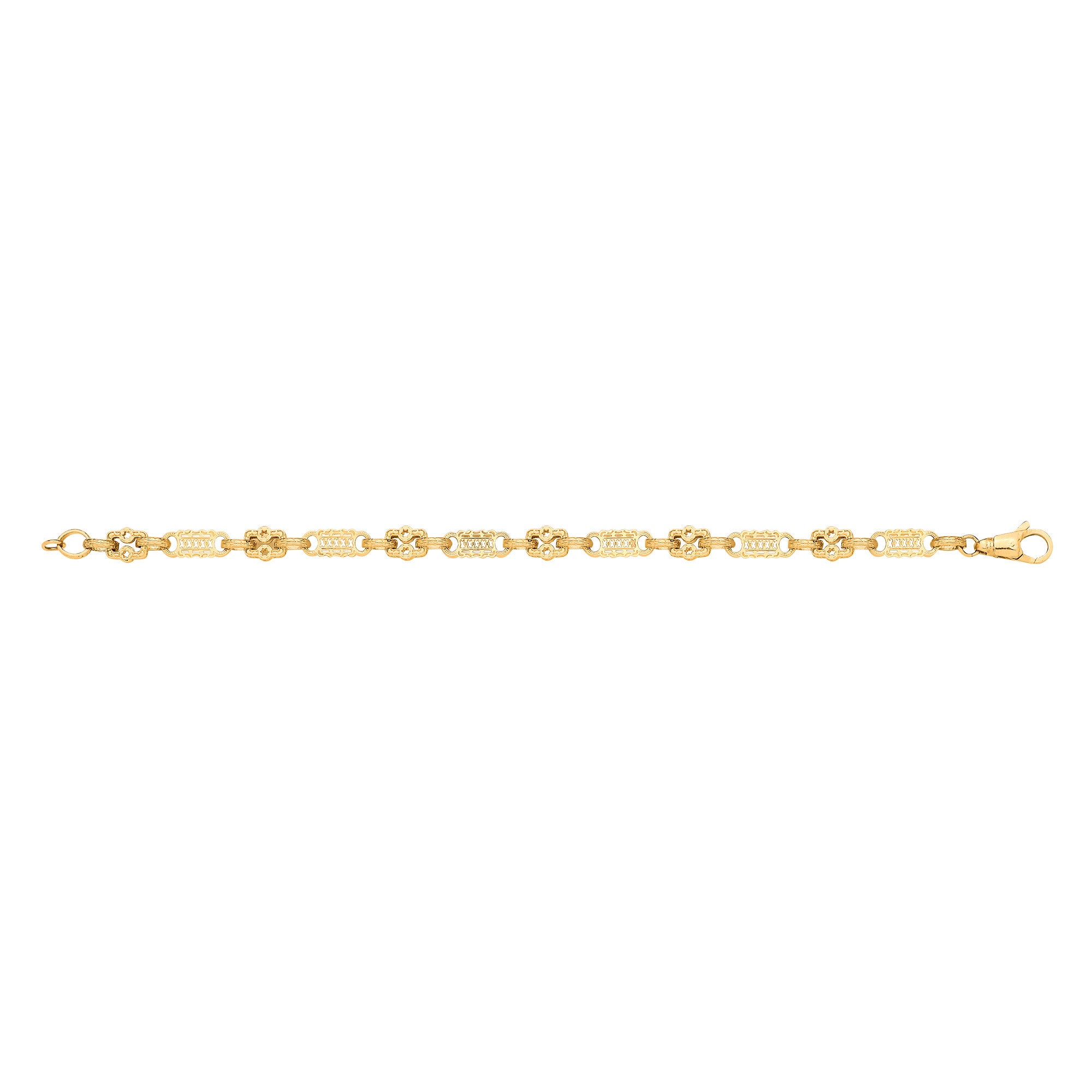 Yellow Gold Stars & Bars Ladies Bracelet