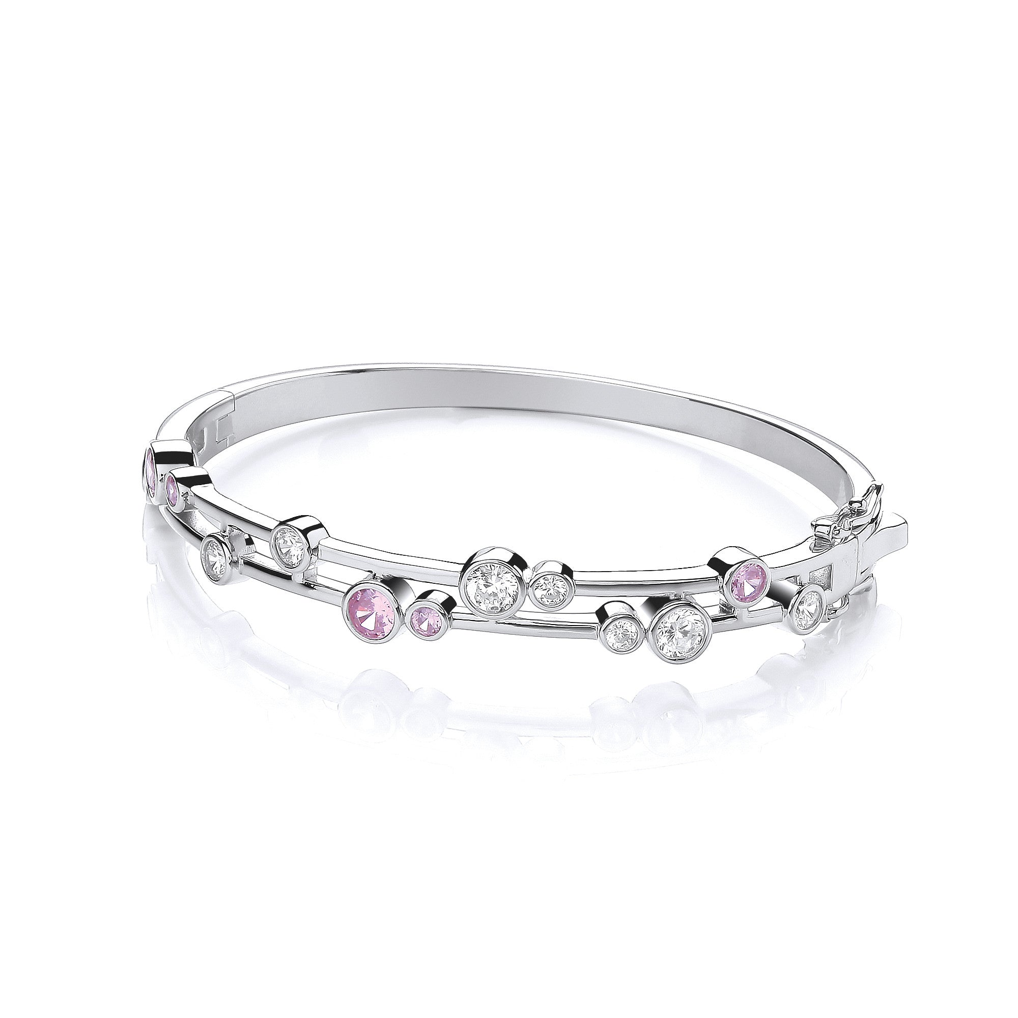 Timeless Rubover set Pink & Clear CZs Ladies J-Jaz Bangle