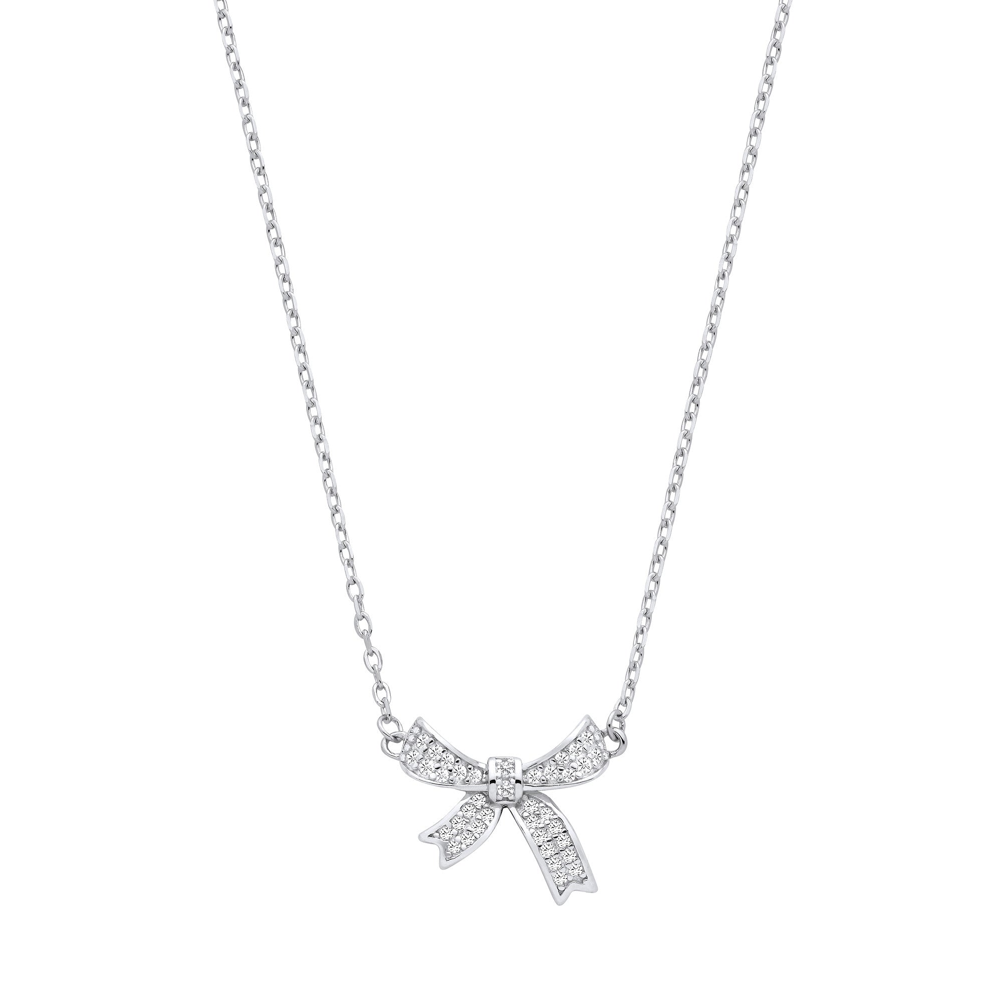 Silver CZ Bow Pendant Chain/Bracelet