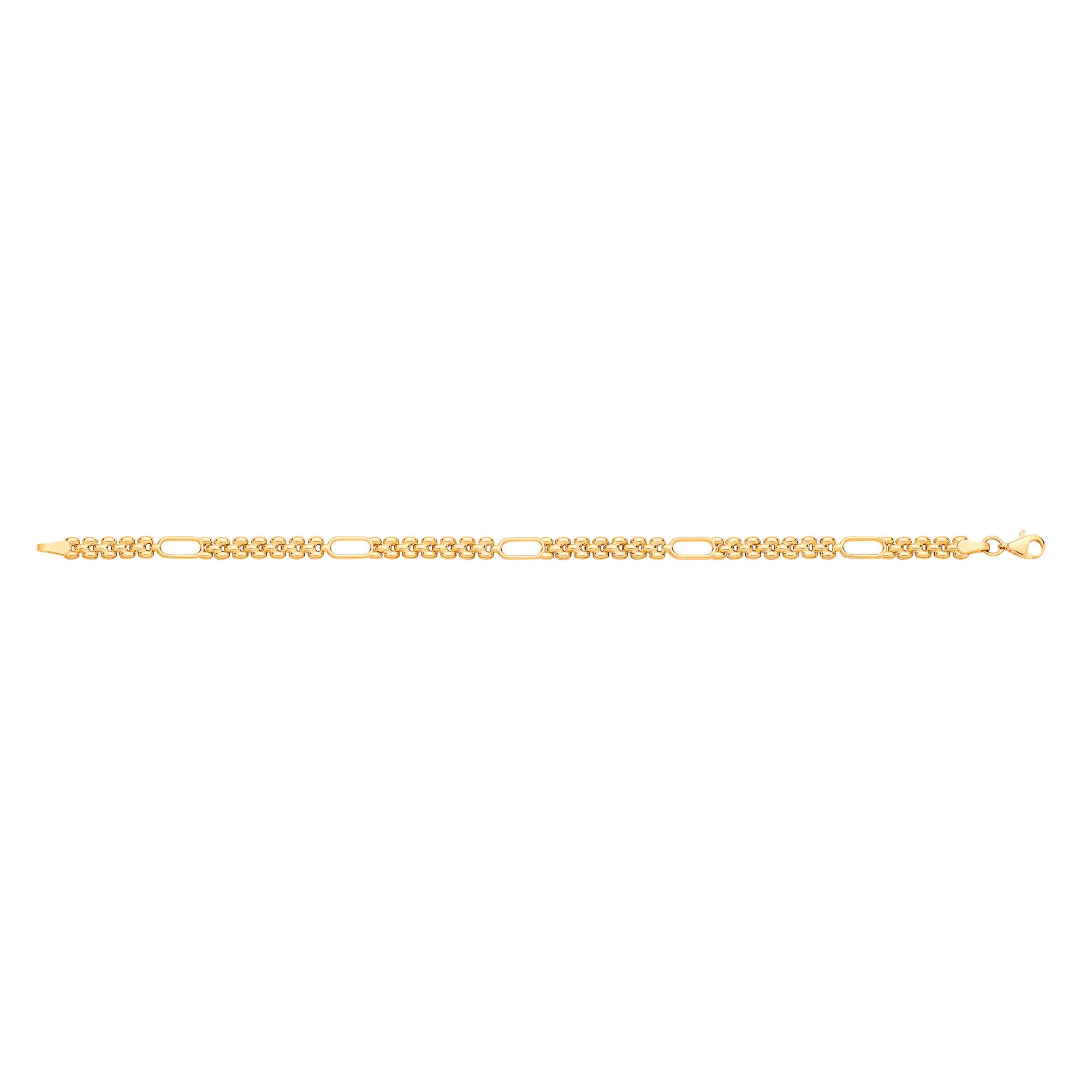 Yellow Gold Panther & Plain Oval Link Ladies Bracelet