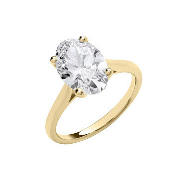 9ct Yellow Gold 3.00ctw Oval Cut LAB GROWN Diamond Ring IGI Certified