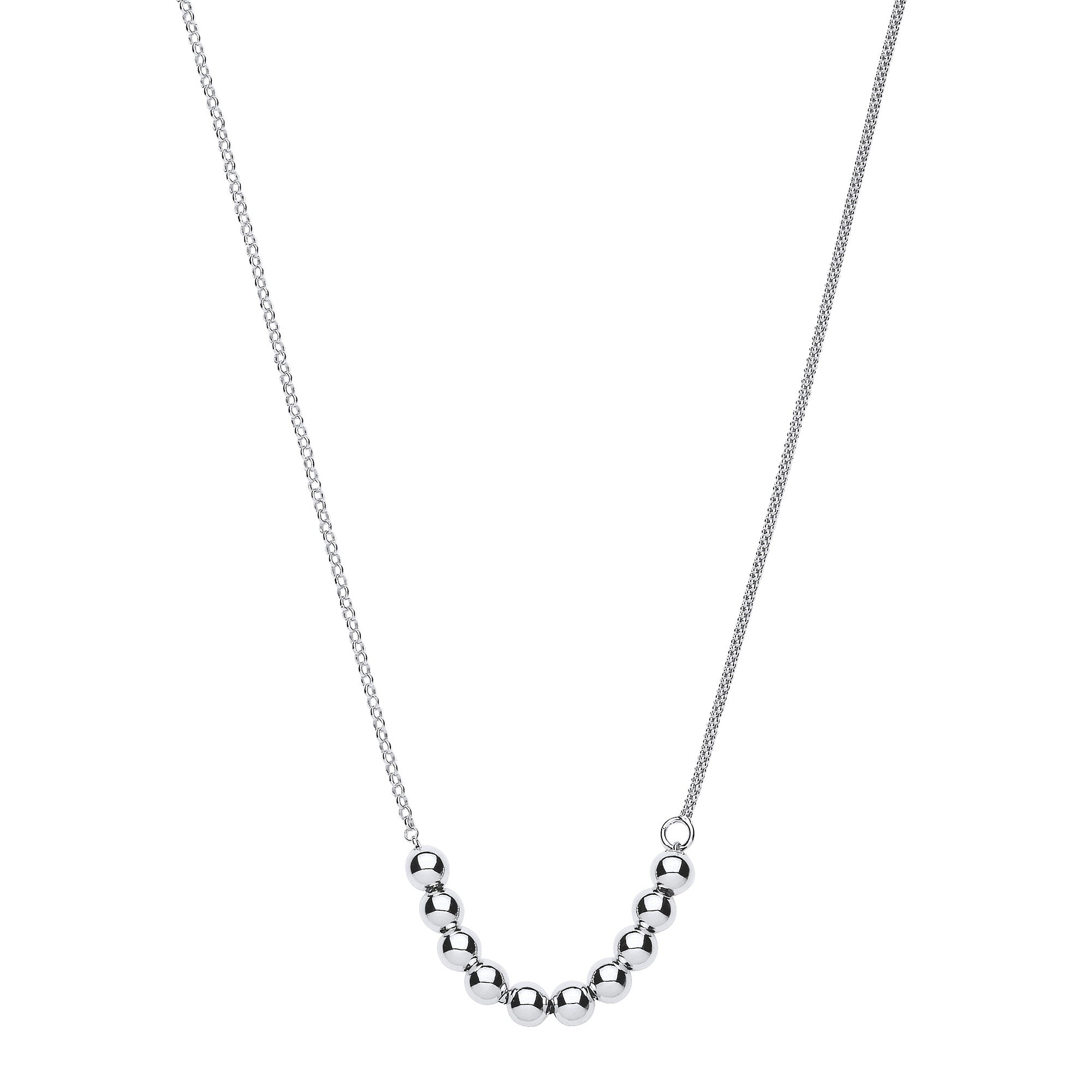 Silver Necklace with Beads on Belcher & Popcorn Chains