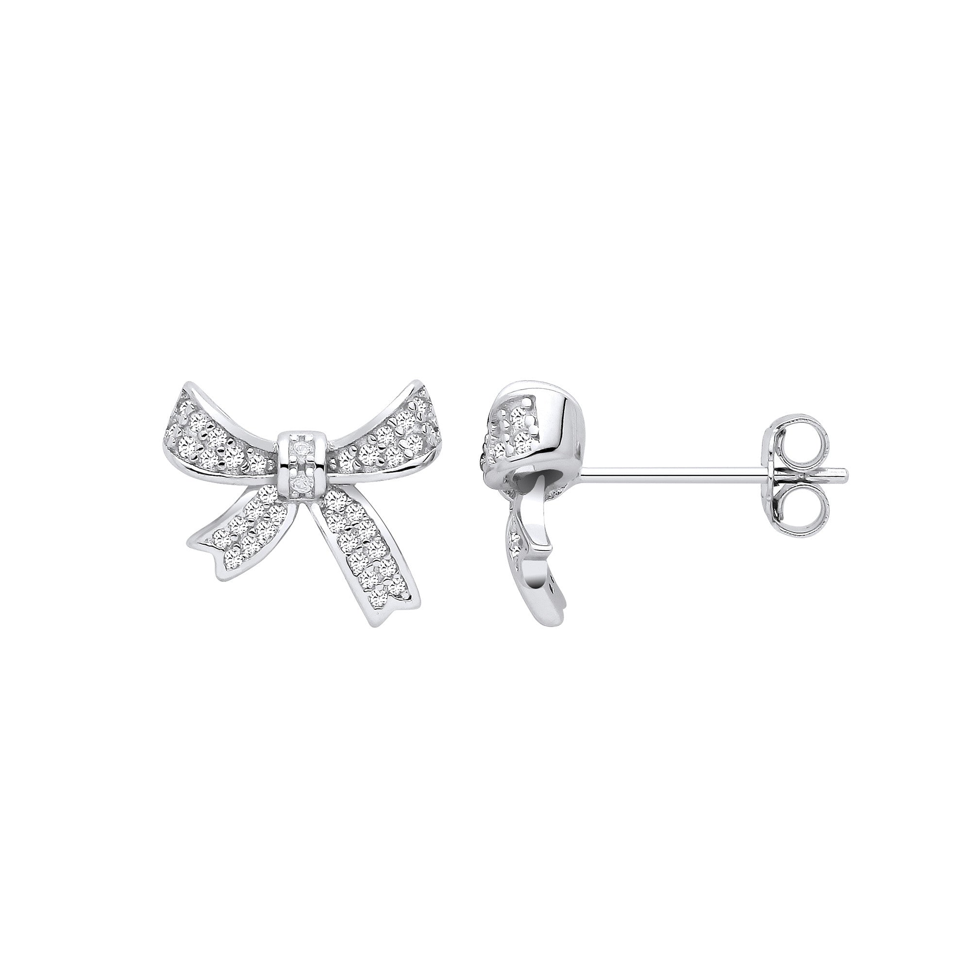 Silver CZ Bow Stud Earrings Copy