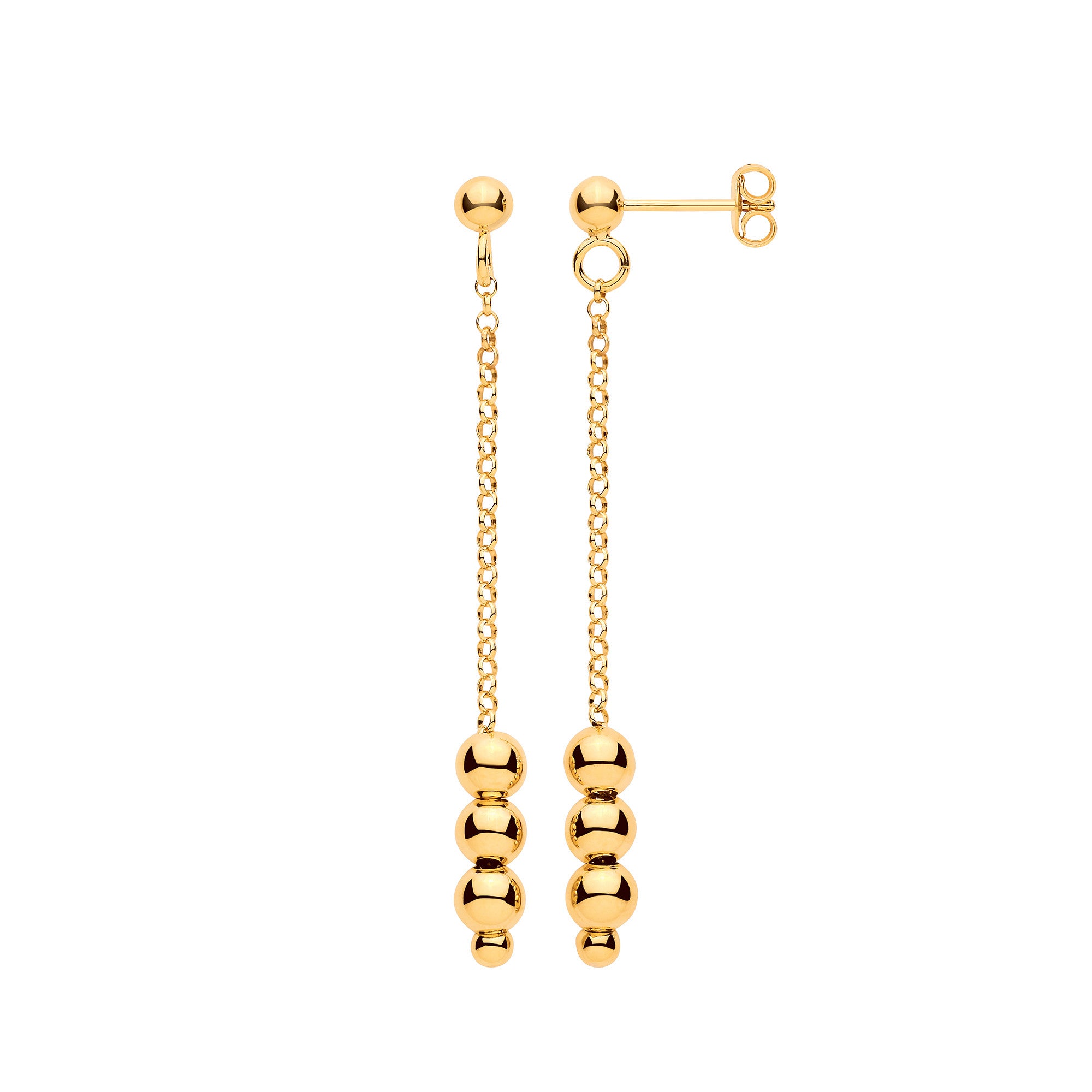 Silver Yellow Gold Plated Beads Drop Earrings