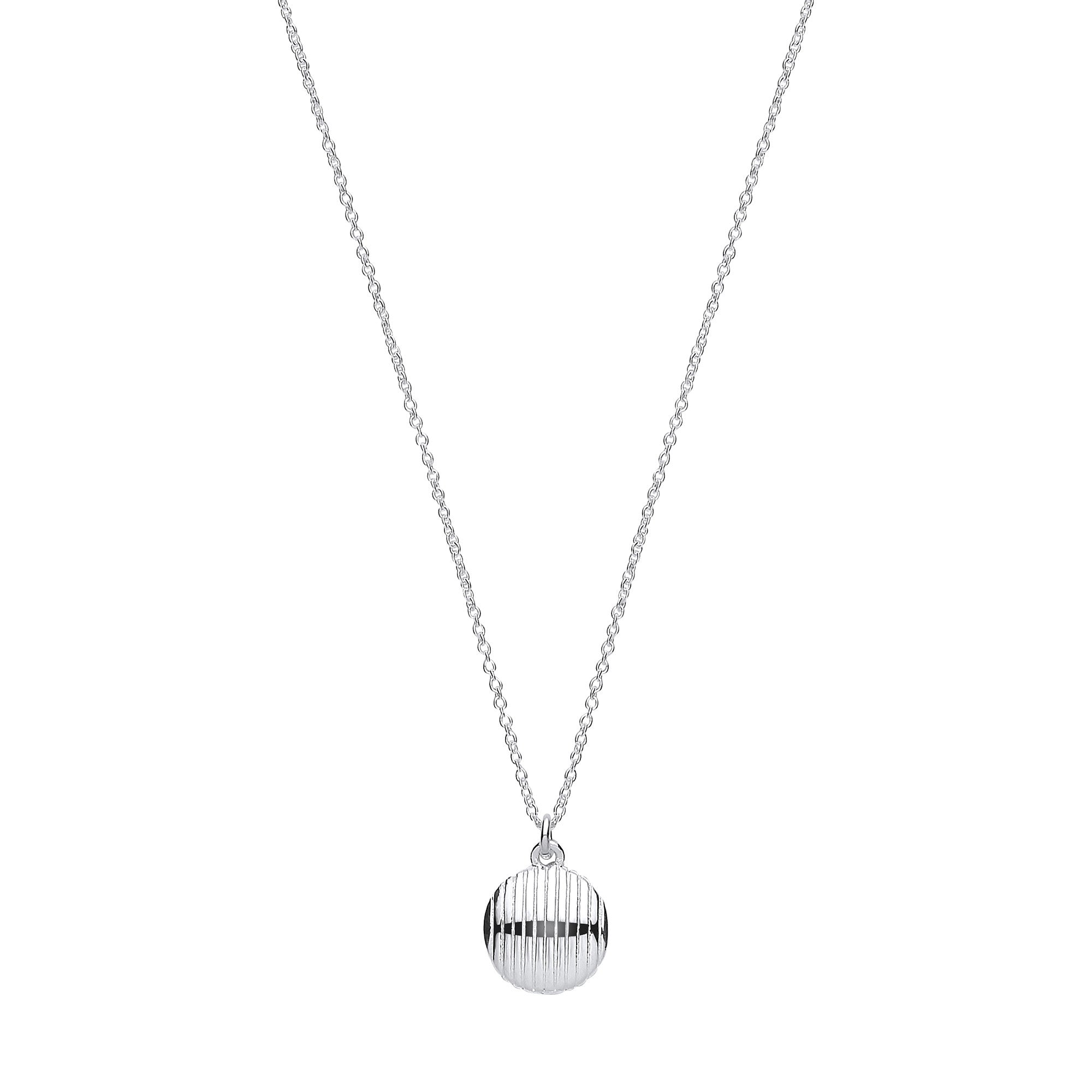 Silver Button Ribbed Pendant Chain