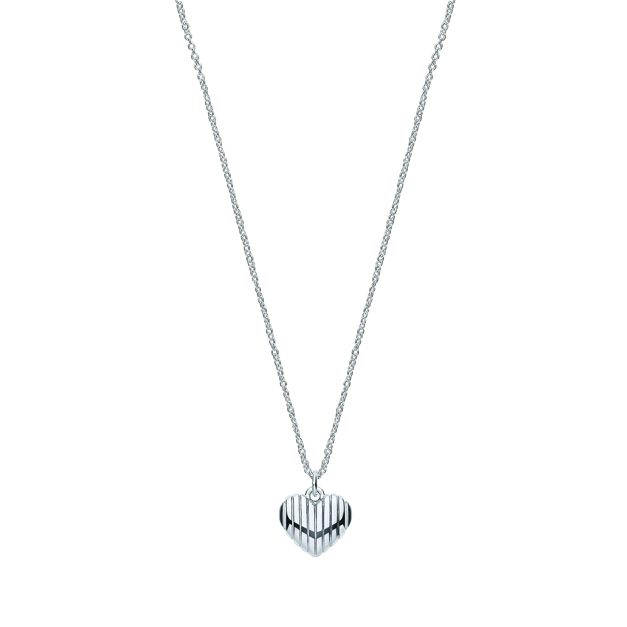 Silver Heart Ribbed Pendant Chain