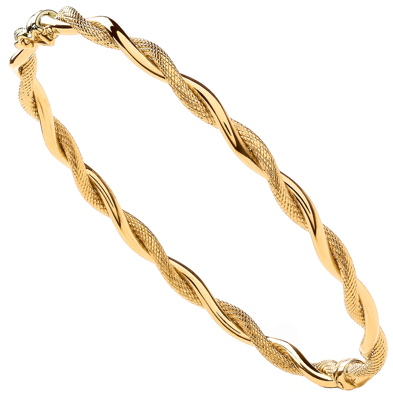 Yellow Gold Plain & D/C Twist Ladies Bangle Copy