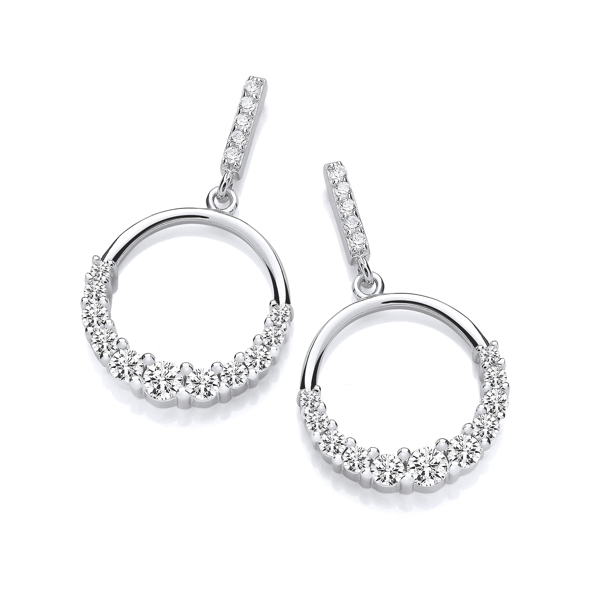 Circle of Life with Graduated CZs Silver Drop Earrings