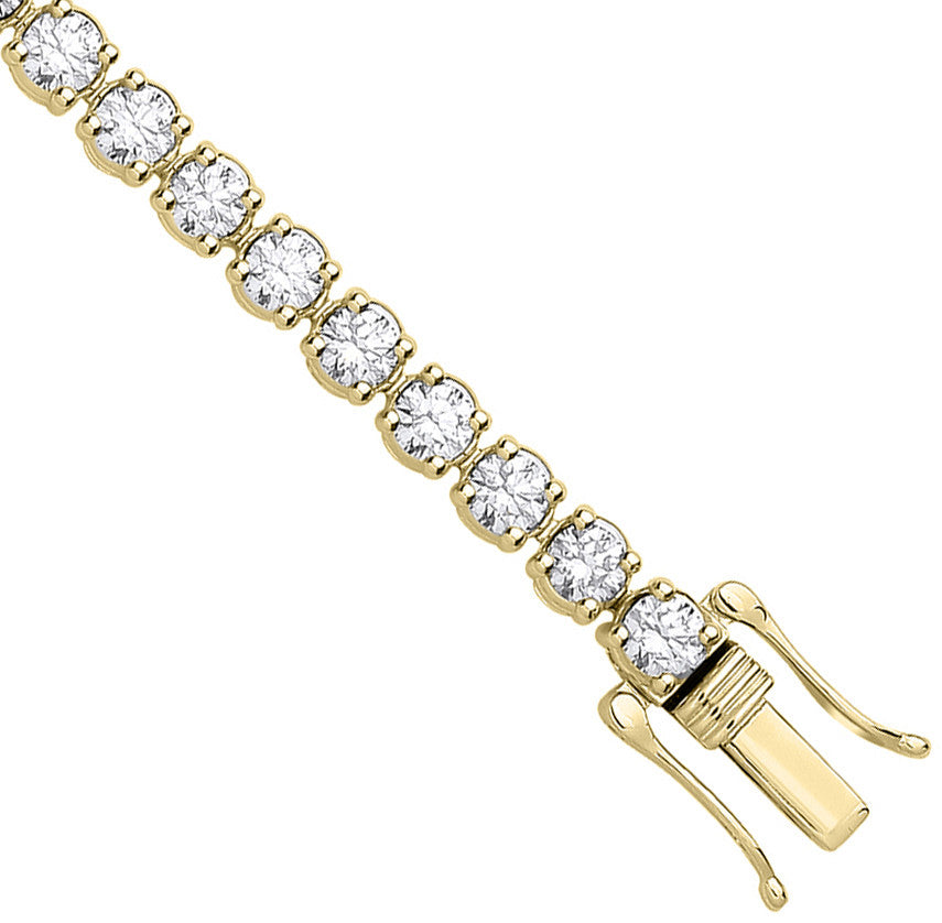 9ct Yellow Gold 10.00ctw LAB GROWN Diamond Tennis Bracelet WGI Certified