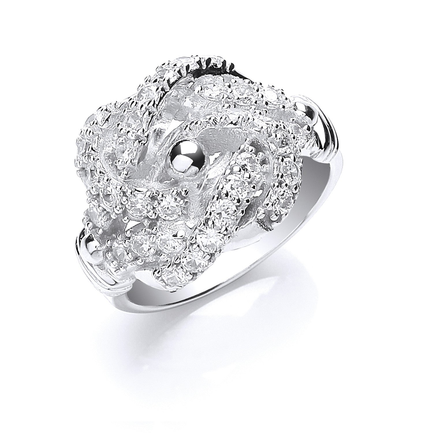 Sterling Silver CZ Knot Gents Ring | Classic