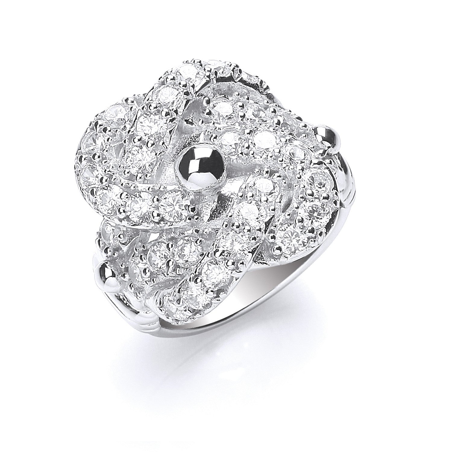 Sterling Silver CZ Knot Gents Ring