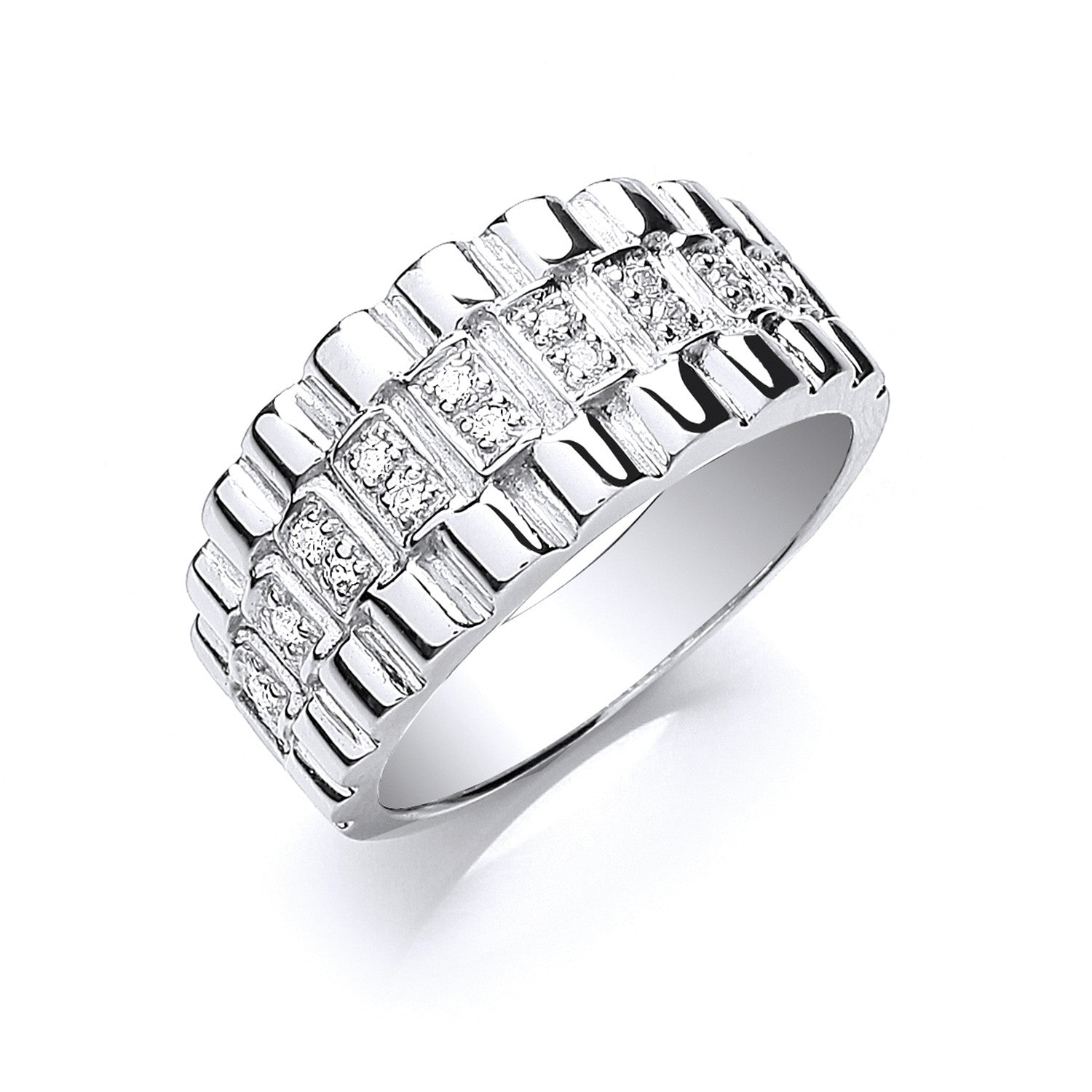 Sterling Silver Polished CZ Gents Ring