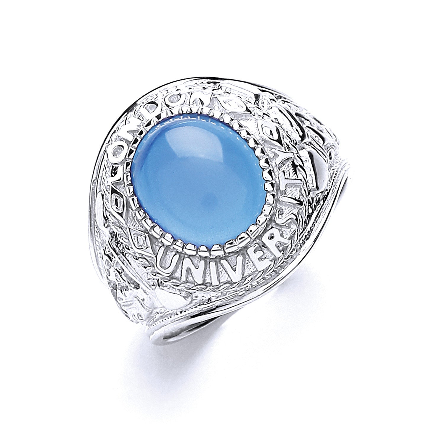 Sterling Silver Blue Stone College Gents Ring
