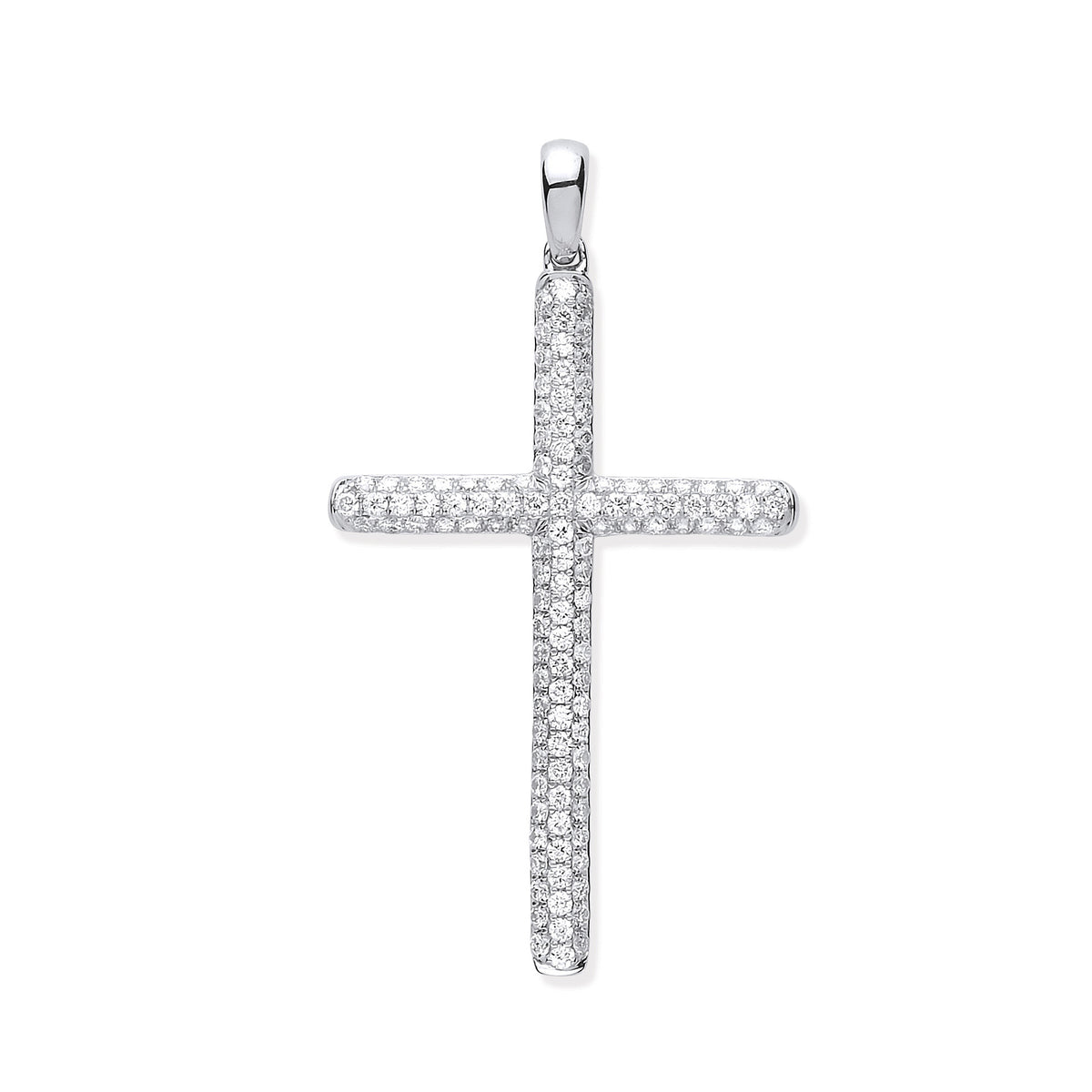 18ct White Gold 0.45ct Diamond Set Cross – LewBurgess