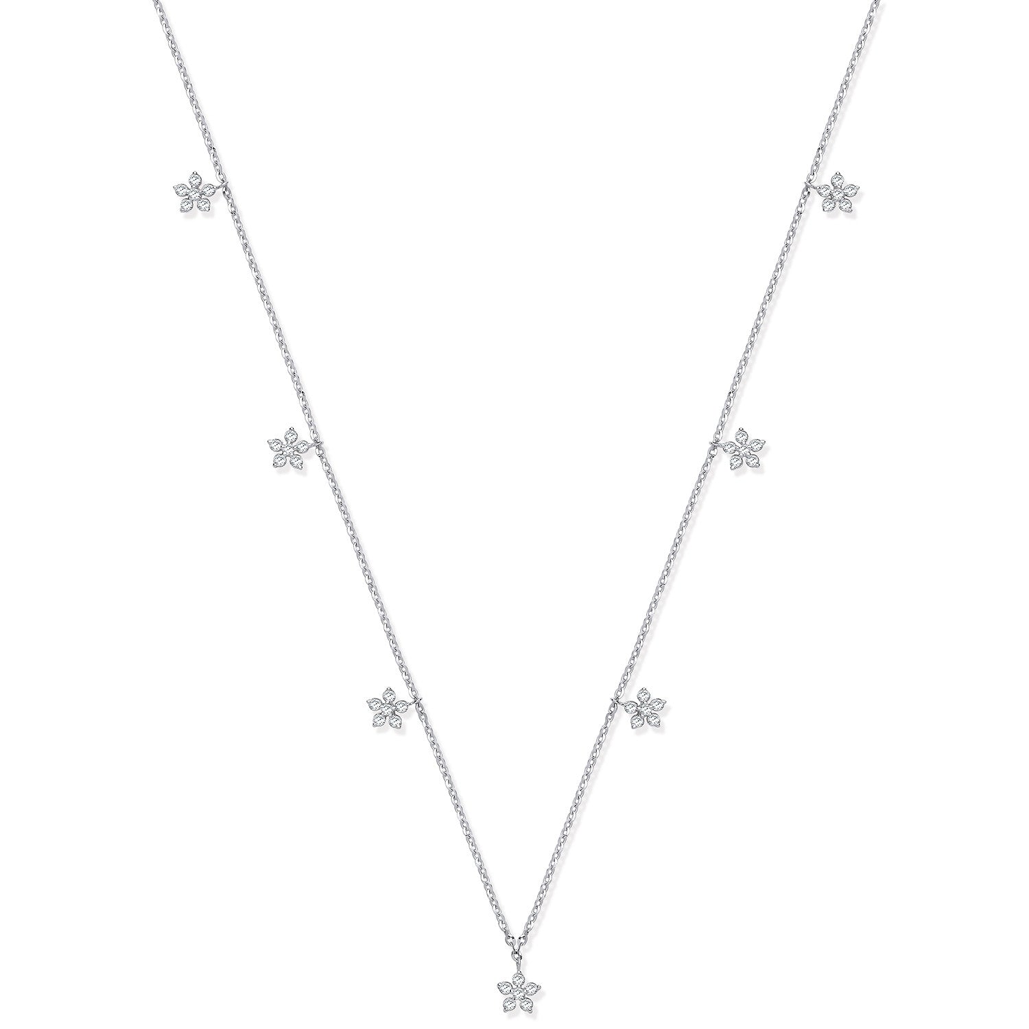 9ct WG 0.27ctw 7 Florets Pendant (18in/45cm) Chain