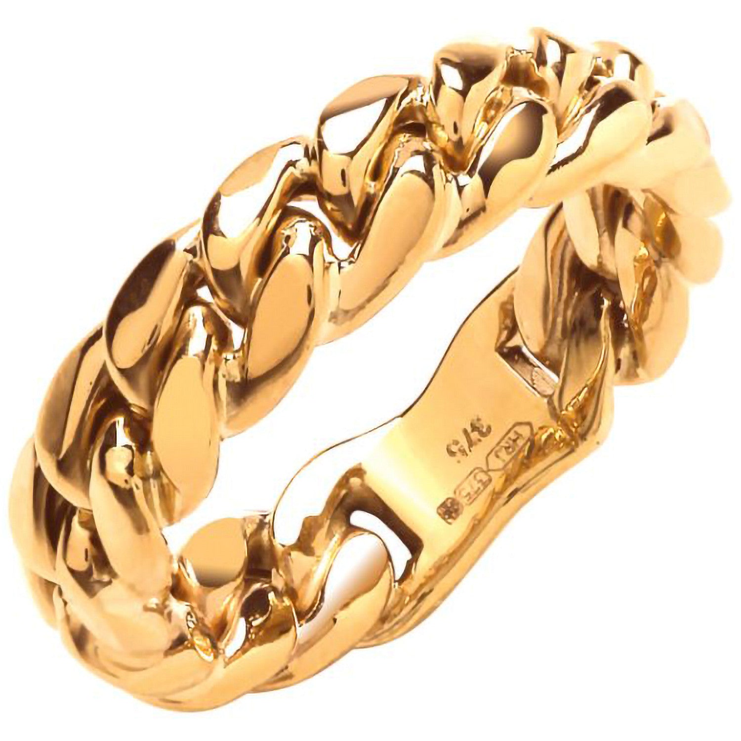 Yellow Gold Curb Link Ring for Men
